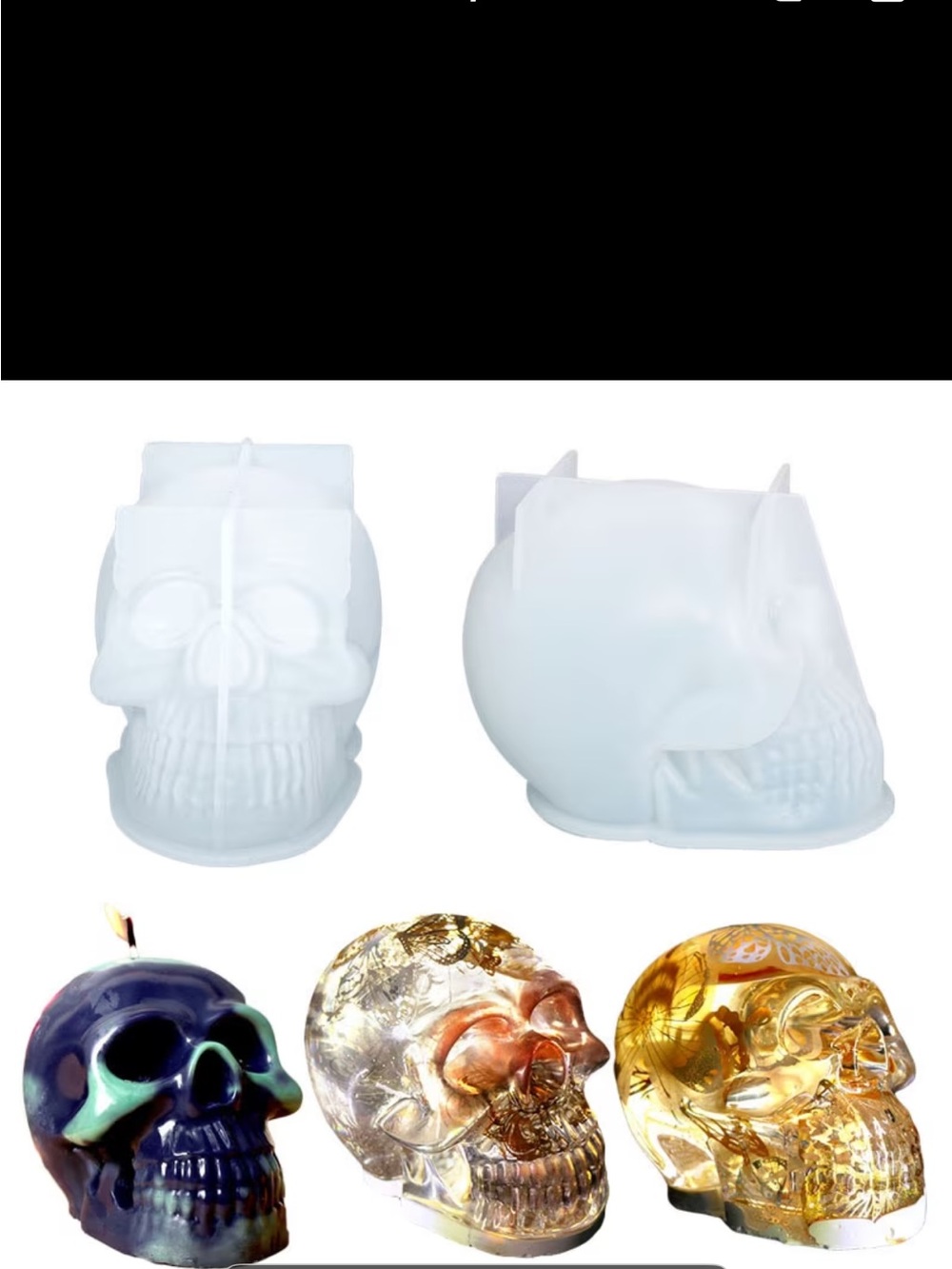 4 Silicone Skull Candle Molds